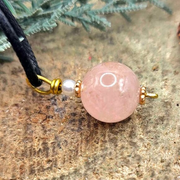 Nature Pink Morganite Big Round Bead Pendant Necklace - Picture 8 of 10